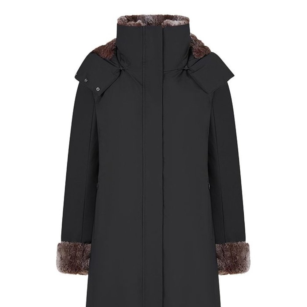 Save The Duck Samantha Faux Fur Trim Hooded Coat